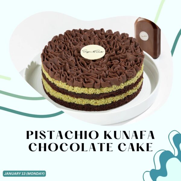 PISTACHIO KUNAFA CHOCOLATE CAKE