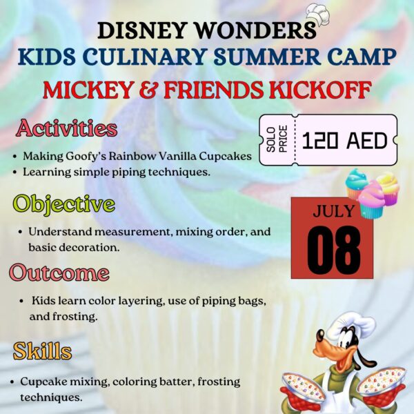 KIDS SUMMER CAMP DAY 2: GOOFY'S RAINBOW VANILLA CUPCAKE - Image 2
