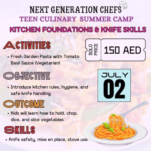 TEEN SUMMER CAMP DAY 1: PASTA WITH TOMATO BASIL SAUCE - Image 2